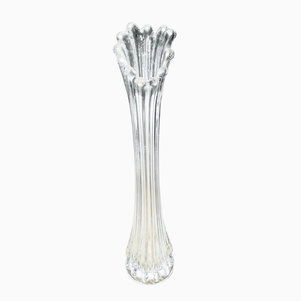 Swung Glass Vase Clear Mid Century Modern MCM Art Glass 15 Inches